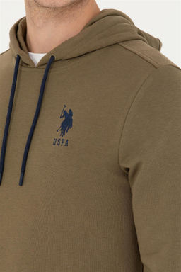 U. S. Polo Assn Мужской базовый свитшот цвета хаки с капюшоном - U.s. polo assn фото 14