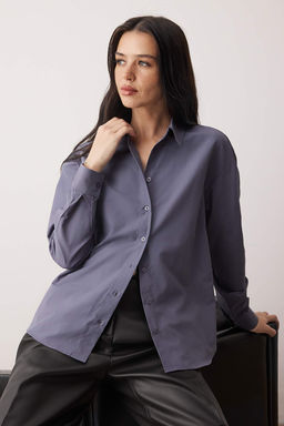 Antrasit Loose Fit Pamuklu Dokuma Gomlek TWOAW20GO0107