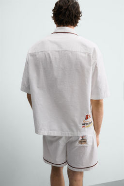 CAMISA RELAXED FIT BORDADOS CONTRASTE / Crudo - Zara фото 5