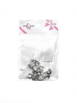 Цена за 5 шт. Шарм подвеска «Кубик», белый в серебре