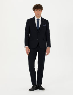 Yelekli Lacivert Ekstra Slim Fit Tak_m Elbise