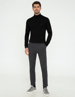 Siyah Slim Fit Bal_k__ Yaka Basic Triko Kazak - Pierre cardin фото 5