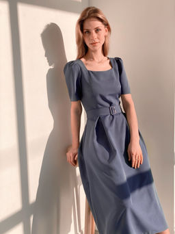 Martichelli Платье в ретро-стиле серо-голубое  фото 3