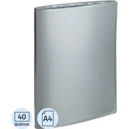 Папка файловая 40 файлов Attache Metallics А4, 800мкм, этикетка, серый  фото 2
