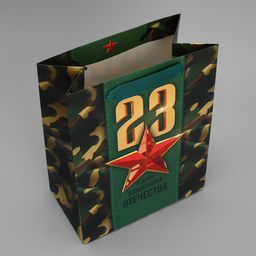 Цена за 2 шт. Пакет подарочный ламинированный, упаковка, «С 23 февраля», MS 18×23×10 см