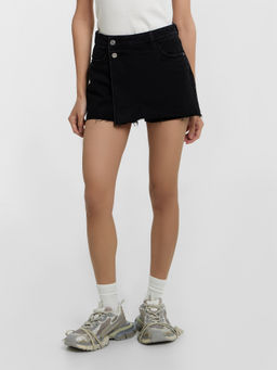 Шорты-юбка женские джинсовые черные черный 2024-DSK402-1 - Mark formelle фото 3