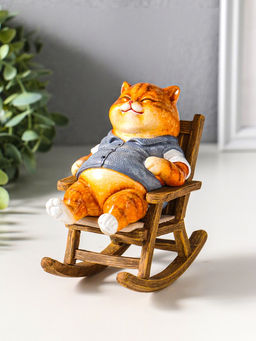 Фигурка полистоун лак «Пухлый кот в жилете, на кресле-качалке», 12×7.7×13.5 см