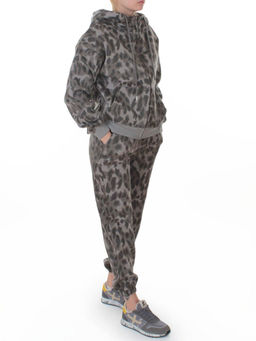 869-3 GRAY/LEOPARD Костюм спортивный зимний женский (95% хлопок, 5% полиэстер)