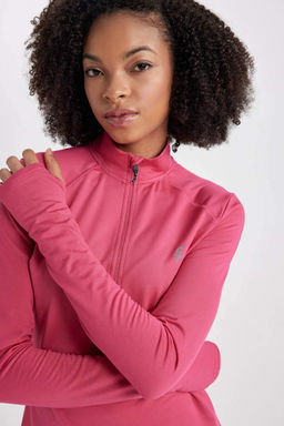 DeFactoFit Футболка с длинным рукавом и воротником стандартной посадки с принтом  фото 4