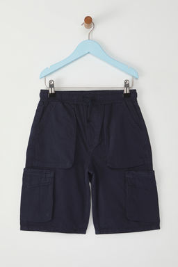 Lacivert Erkek Cocuk %100 Pamuk Cep Detayl? Lastikli Denim Sort & Bermuda TKDSS25SR00007