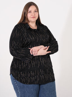 Черная рубашка женская больших размеров - Almond фото 2