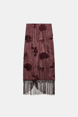 EMBROIDERED FRINGED SARONG SKIRT - Zara фото 5