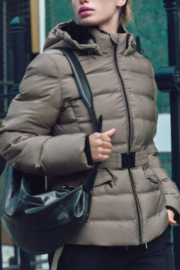 HOODED BELTED ANORAK