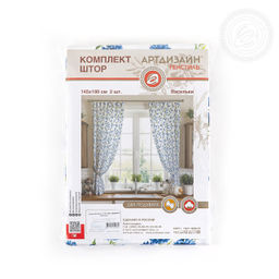 Шторы для кухни с подхватом Васильки 145*180/Шторы: 2 шт.- 145*180, подхваты: 2 шт. Шторы "АРТ ДИЗАЙН" для кухни
