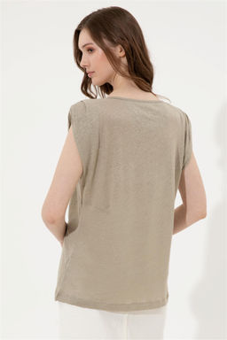 Женская футболка без рукавов цвета хаки с круглым вырезом Неожиданная скидка в корзине - U.s. polo assn фото 5