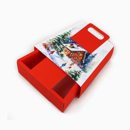 Коробка подарочная новогодняя складная с ручками Домик в лесу 23?8?32 см