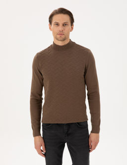 Ye_il Slim Fit Yar_m Bal_k__ Yaka Triko Kazak