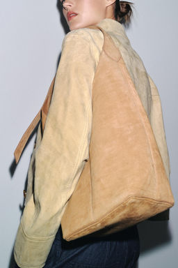LEATHER MAXI BUCKET BAG WITH HANDLE DETAIL - Zara фото 3