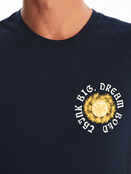 Bisiklet Yaka Bask?l? Erkek Kolsuz Ti??rt