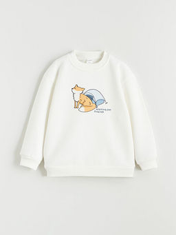 Bask?l? Erkek ?ocuk Kal?n Sweatshirt