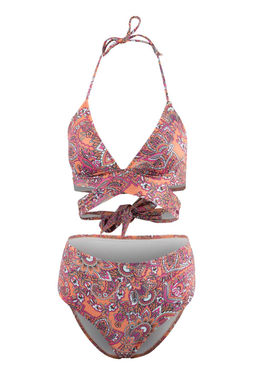 Cicek Desenli Ucgen Kruvaze Yuksek Bel Regular Bikini Tak?m? TBESS25BT00096