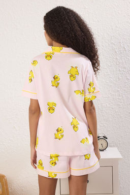 Trendyolmilla Mavi %100 Pamuklu Ordek Desenli Biyeli Sortlu Orme Pijama Tak?m? THMSS25PT00300  фото 4