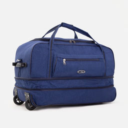 Сумка дорожная на колёсах, отдел на молнии, с увеличением, наружный карман, длинный ремень, цвет синий - Simaland фото 3