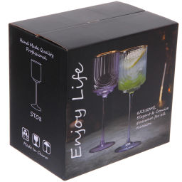 Бокал для вина 330мл "Enjoy Life" в наборе 6шт, цвет голубой