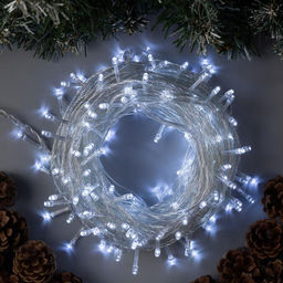 Гирлянда Нить 20 м, IP20, прозрачная нить, 200 LED, 8 режимов, 220 В, свечение белое
