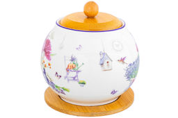 Сахарница 620 мл 11*11*12 см Лаванда + ложка + дер. крышка на дер. подставке NEW BONE CHINA - Elan gallery фото 12