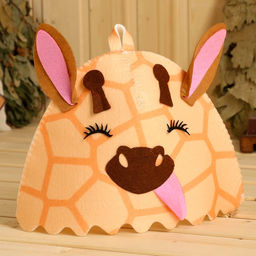 Шапка для бани с детской аппликацией Жираф