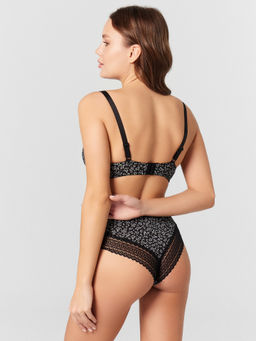 Бюстгальтер женский черный с принтом и кружевом листики на черном1 512497 - Mark formelle фото 6