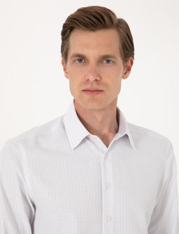 Gri Kareli Slim Fit Uzun Kollu G_mlek - Pierre cardin фото 2