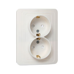 Розетка двухместная со шторкой Luazon Lighting "Орион", 16 А, скрытая, с з/к, белая