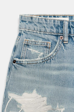 SHORTS DENIM TRF TIRO ALTO ROTOS / Azul - Zara фото 9