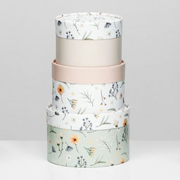 Набор шляпных коробок 3 в1 «Ассорти из цветов», завальцованная, 16×10, 14×9, 13×8.5 см