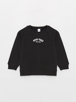 Bisiklet Yaka Uzun Kollu Bask?l? Erkek Bebek Sweatshirt