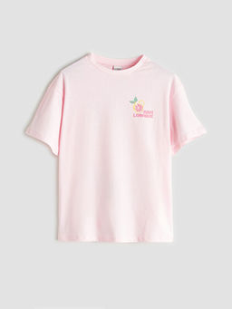 Bisiklet Yaka ?i?ekli K?z ?ocuk Ti??rt