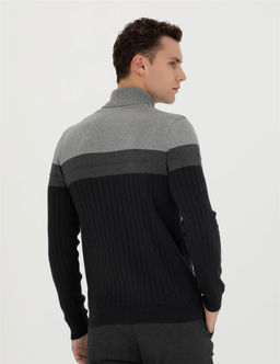 Antrasit Melanj Slim Fit Bal_k__ Yaka Triko Kazak - Pierre cardin фото 5