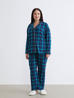 B?y?k Beden Ekose Polar Kad?n Pijama Tak?m?