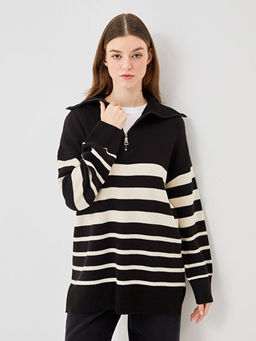 Dik Yaka D?z Uzun Kollu Kad?n Triko Kazak - Waikiki фото 3