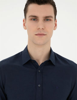 Lacivert Slim Fit Uzun Kollu G_mlek - Pierre cardin фото 2