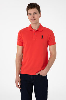 Erkek Slim Fit Polo Yaka K_rm_z_ Basic Ti__rt Sepette S_rpriz _ndirim