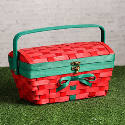 Сундук - шкатулка для хранения «Рождественский», 27×16×21 см, с ручкой, красный