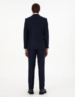 Lacivert Slim Fit Y_n Tak_m Elbise