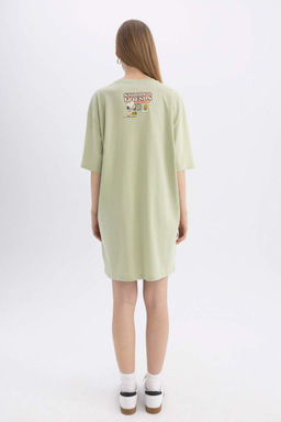 Мини-платье-футболка Cool Snoopy из чесаного хлопка с короткими рукавами - Defacto фото 8