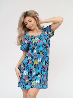 532 Туника " Буквы на голубом"