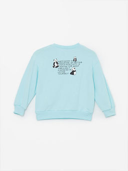 Bisiklet Yaka Bask?l? Uzun Kollu K?z ?ocuk Sweatshirt - Waikiki фото 2