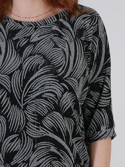 Блузка черная с серебряным рисунком блестящая - Almond фото 3