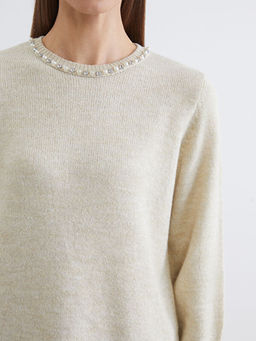 Bisiklet Yaka Ta?l? Kad?n Triko Kazak